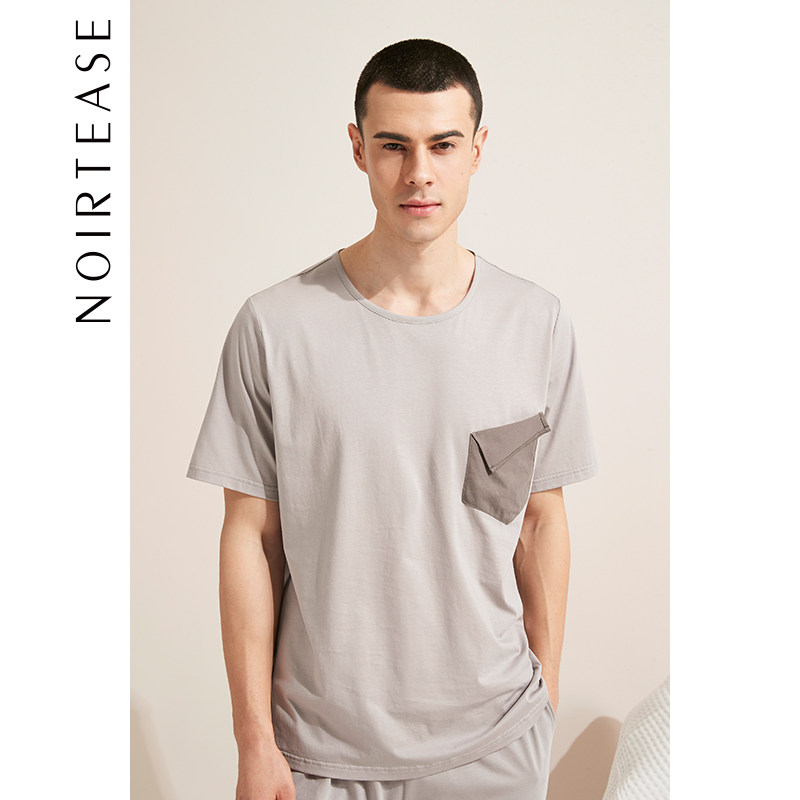 NoirTease奈黎诗男士100%纯棉薄款短袖宽松睡衣家居服两