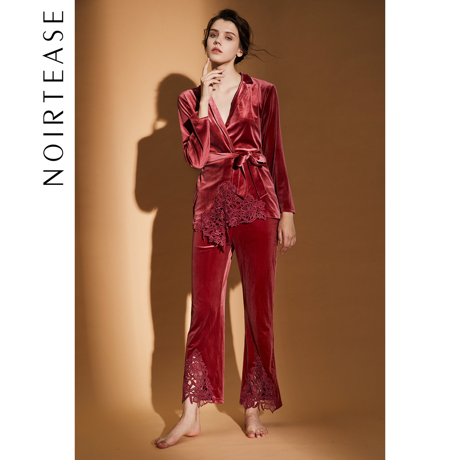 noirtease奈黎诗春秋女丝绒蕾丝