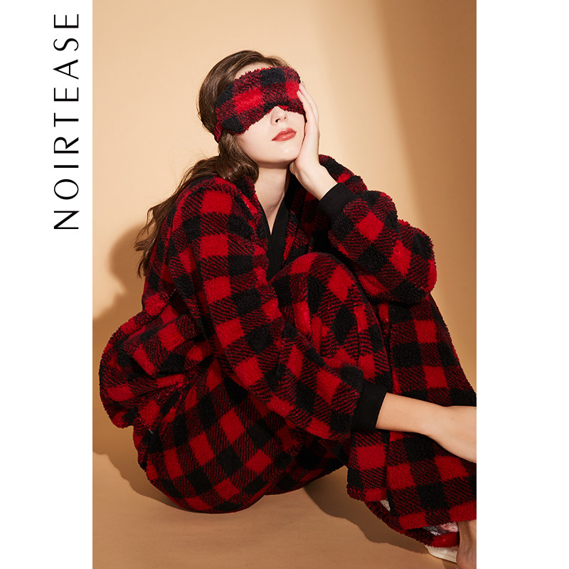noirtease双面特厚加绒长袖睡衣