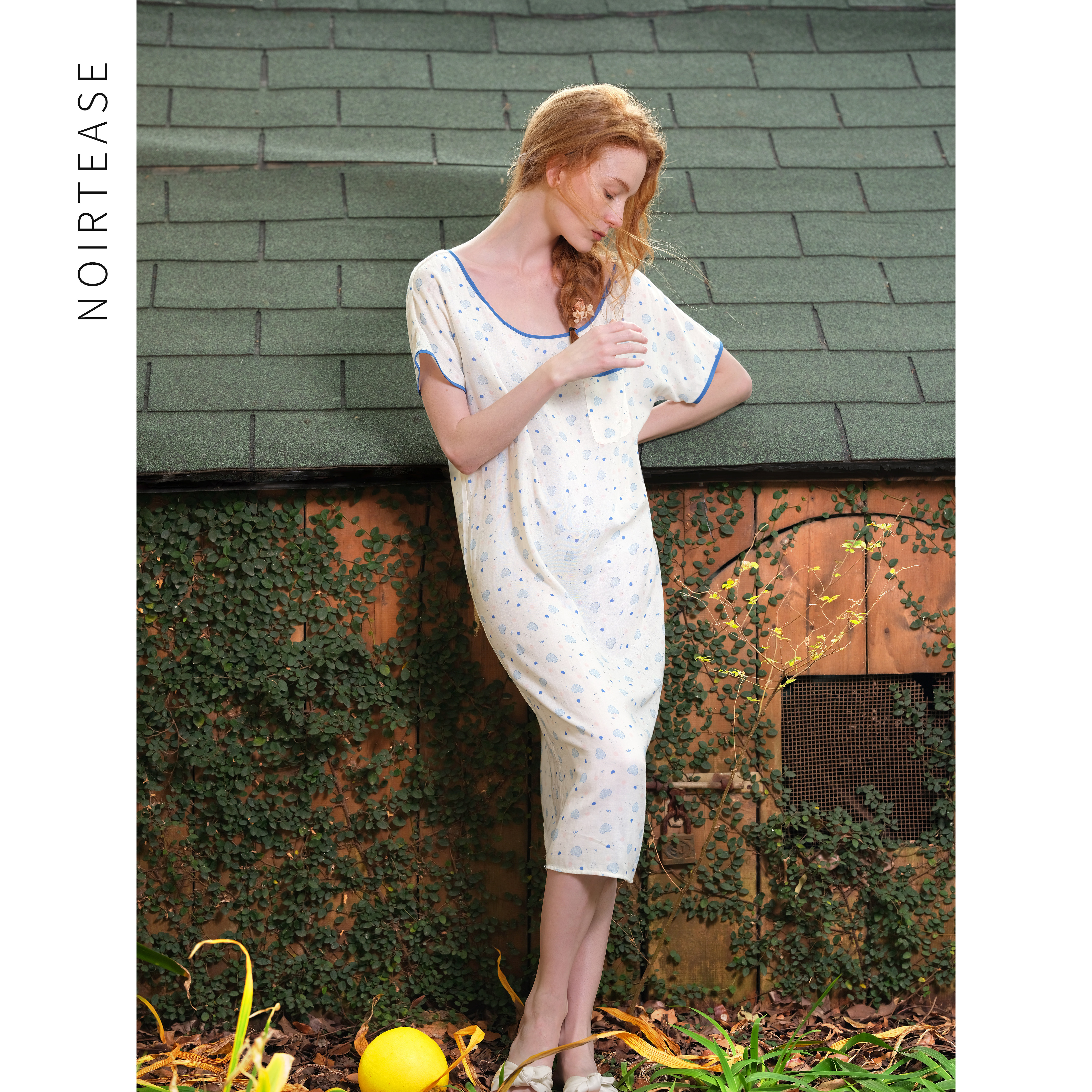 NoirTease新款春夏薄款柔软竹纤维棉质短袖睡衣法式睡裙女家