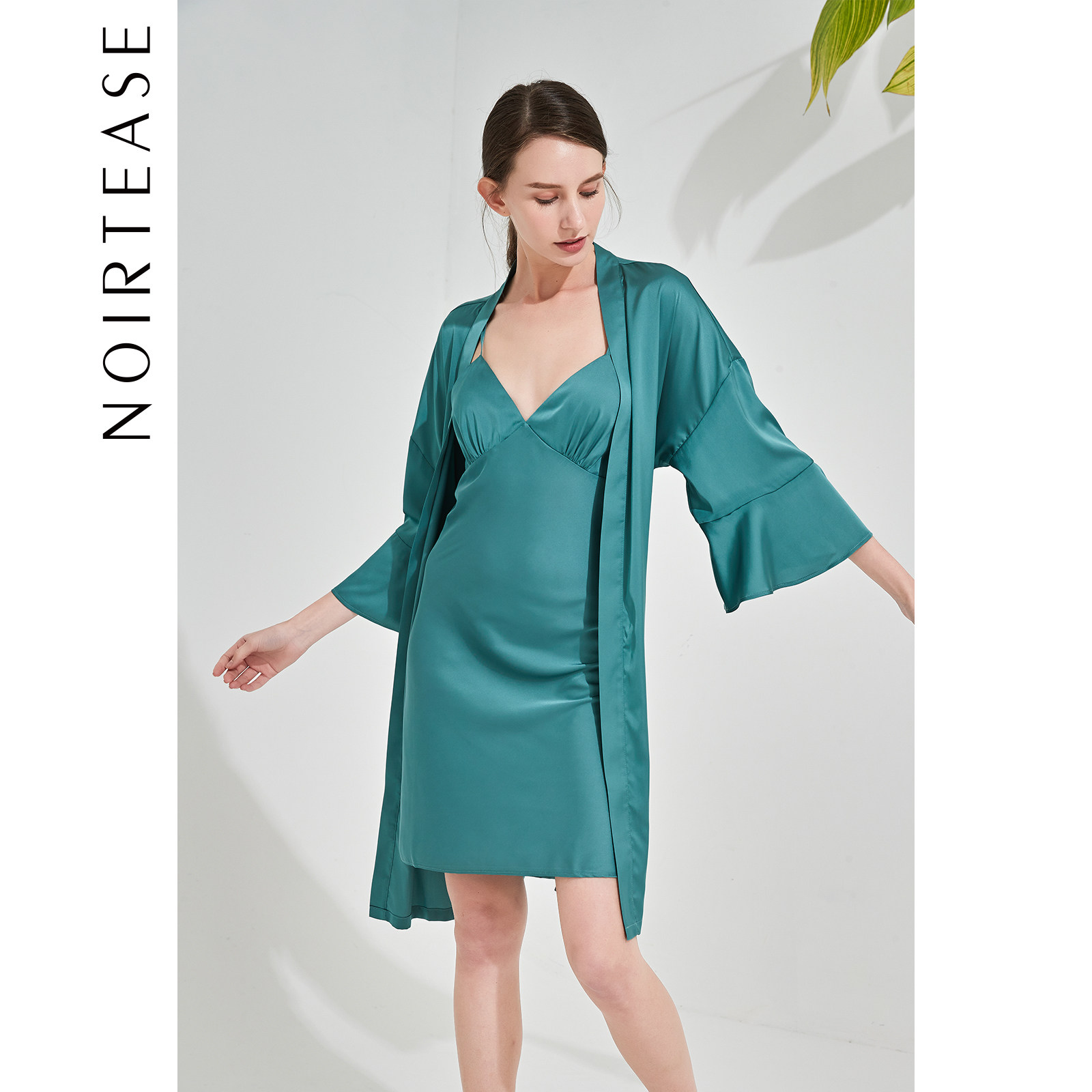 NoirTease性感薄款丝质吊带睡裙睡衣两件套春夏家居服套装女