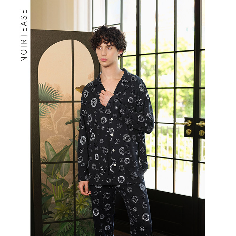 NoirTease春秋纯棉印花睡衣男士全棉长袖休闲家居服两件套可外穿,女士内衣/男士内衣/家居服,睡衣/家居服套装,淘宝优惠券,粉丝福利购,淘宝优惠卷