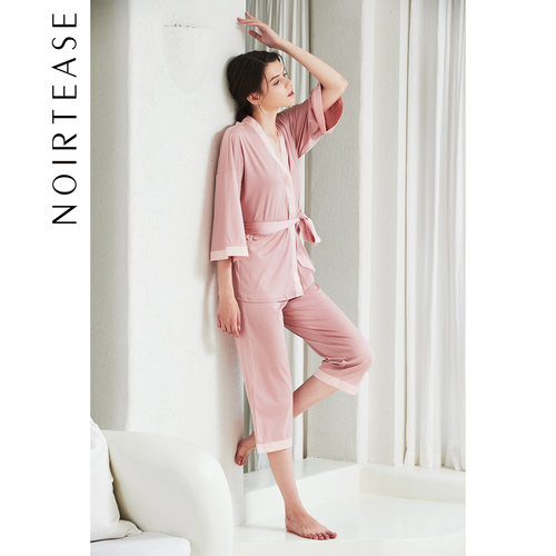 noirtease全棉睡袍两件套家居服