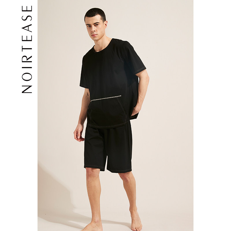 NoirTease奈黎诗纯棉男夏宽松短袖休闲睡衣家居服两件套装可