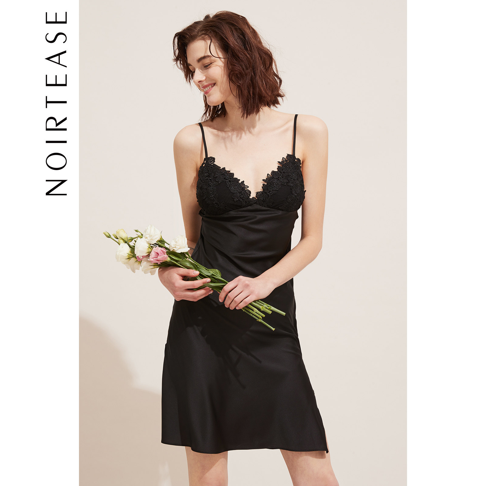 NoirTease奈黎诗性感夏季薄款刺绣蕾丝吊带睡裙女修身聚拢睡衣夏