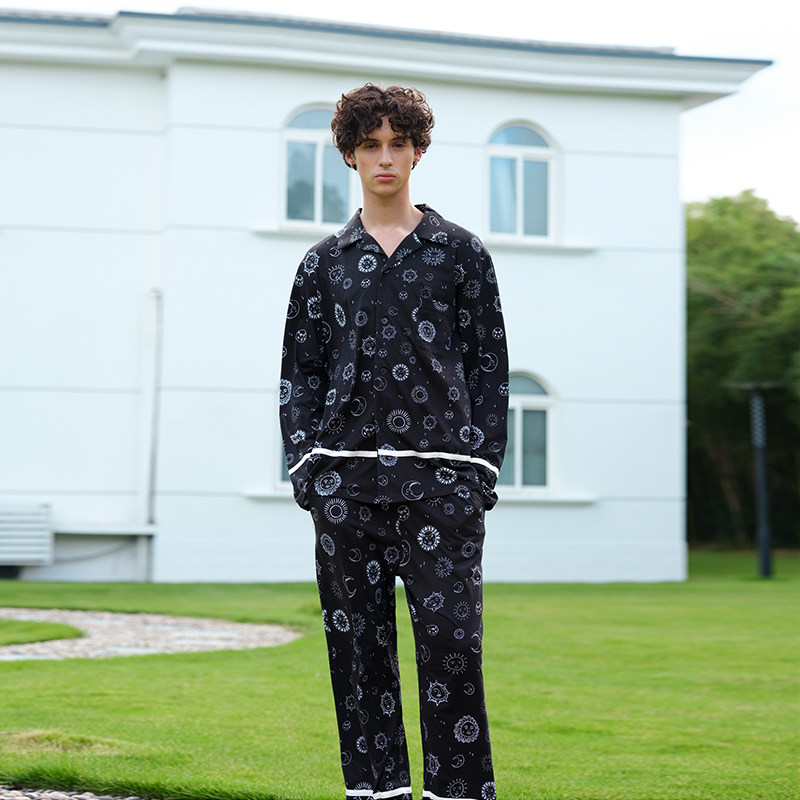 NoirTease春秋薄款纯棉睡衣男长袖全棉印花家居服两件套装可外穿,女士内衣/男士内衣/家居服,睡衣/家居服套装,淘宝优惠券,粉丝福利购,淘宝优惠卷