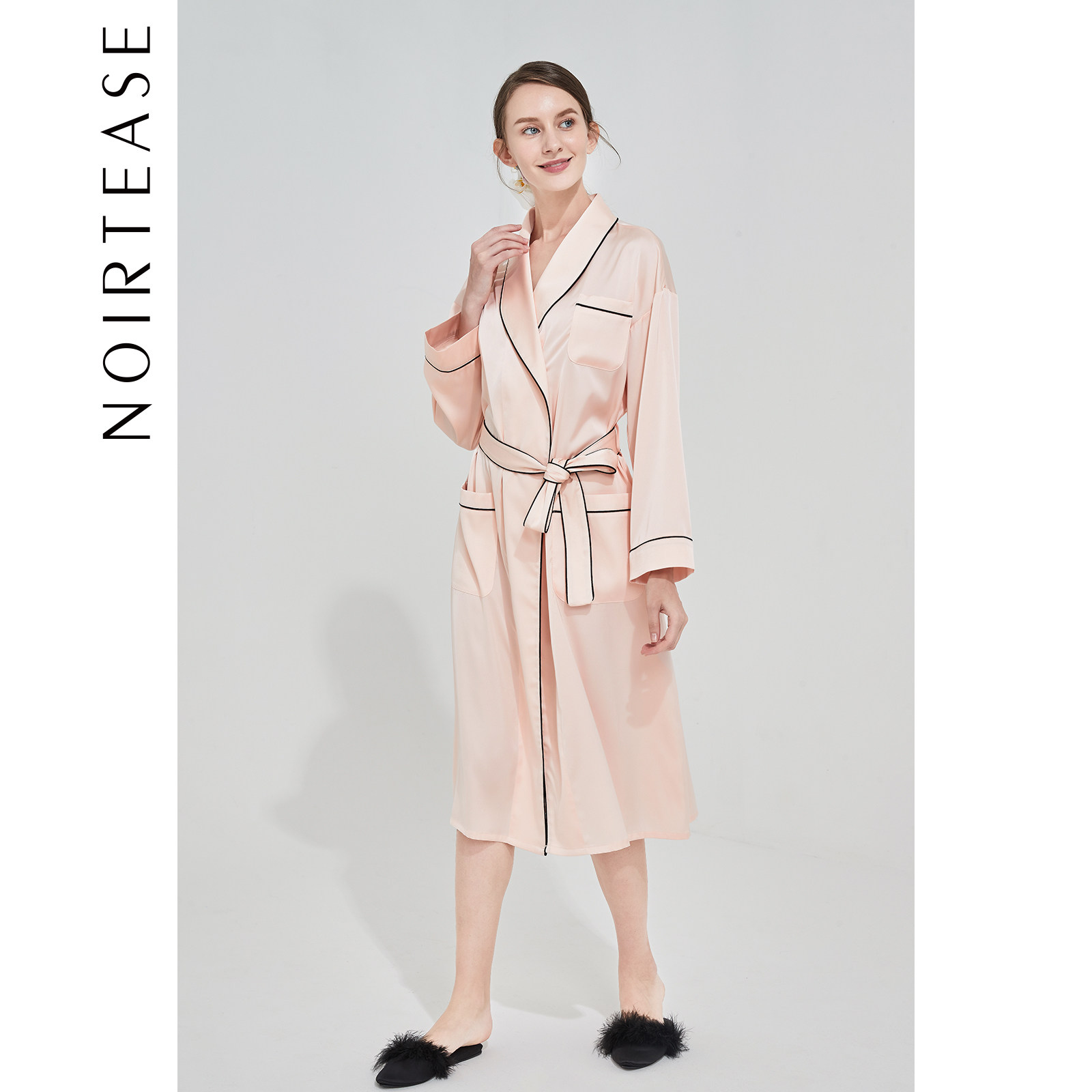 NT性感丝质长款系带睡袍春夏薄款浴袍新娘晨袍日式家居服睡衣女夏