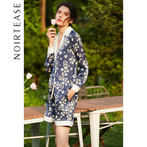 NoirTease奈黎诗春夏女士薄款法式印花家居服套装性感睡衣两件套 - 封面