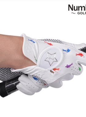 正品Numbe儿童高尔夫手套NL-19一双装男女青少年PU手套golf手套