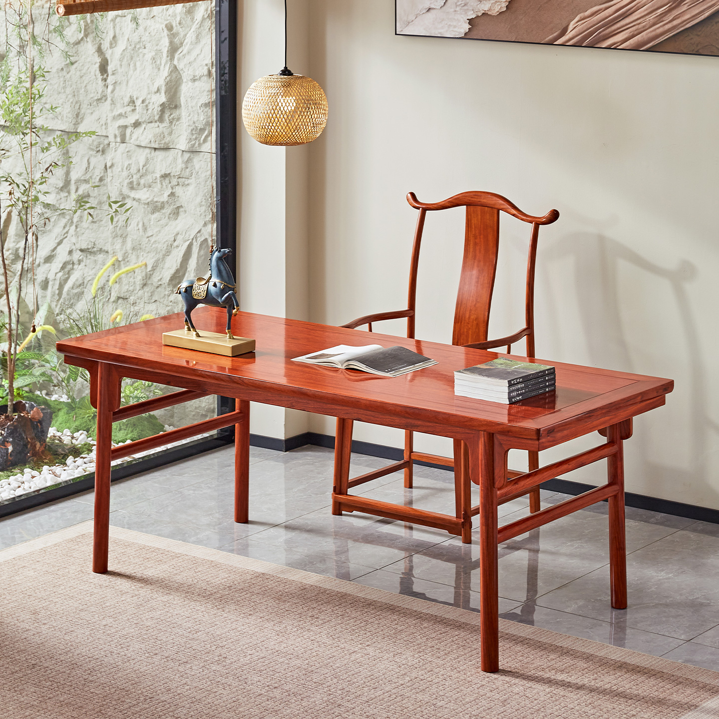 仙龙山新中式榫卯结构全实木书桌