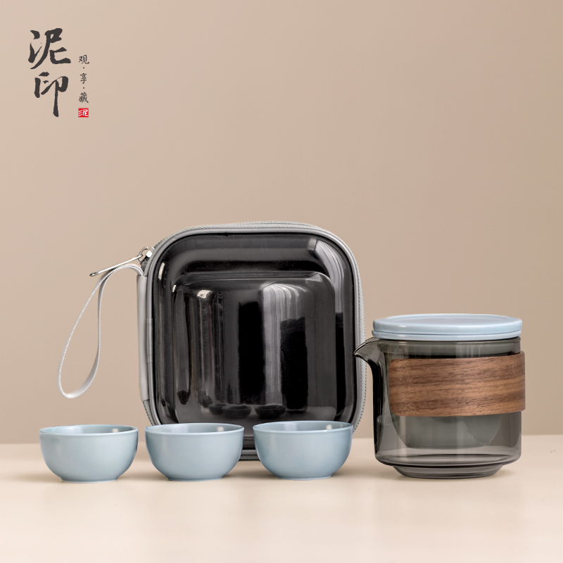 泥印玻璃旅行茶具定制伴手礼