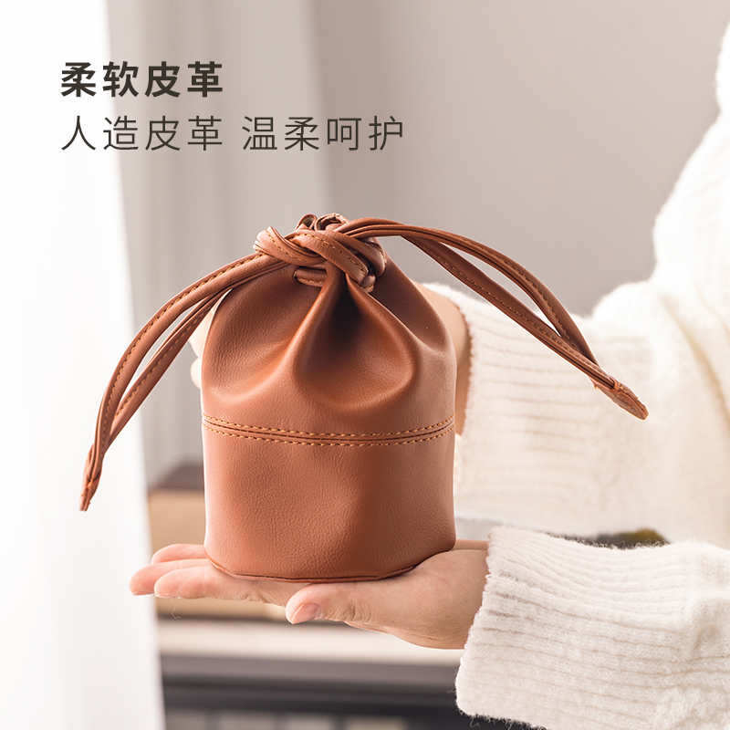 泥印简约皮革便捷包旅行布袋