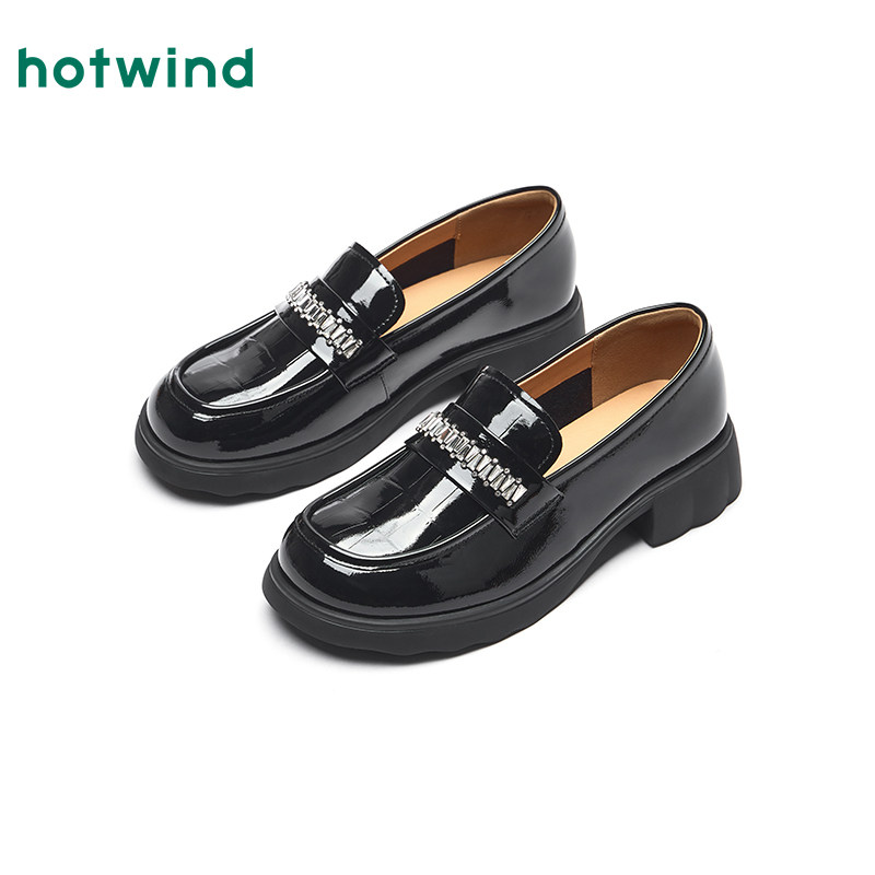 热风粗跟乐福鞋女鞋2026年春季新款通勤百搭单鞋简约配裙子小皮鞋,女鞋,乐福鞋（豆豆鞋）,淘宝优惠券,粉丝福利购,淘宝优惠卷