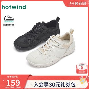 热风运动休闲鞋女款2026年春季新款软底轻便女鞋子黑色户外跑步鞋