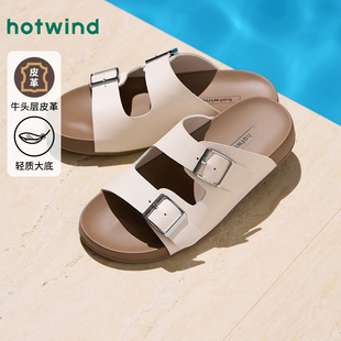 热风勃肯拖鞋女款2025年夏季新款一字拖百搭软木托外穿沙滩鞋女鞋