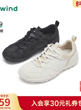 热风运动休闲鞋女款2026年春季新款软底轻便女鞋子黑色户外跑步鞋