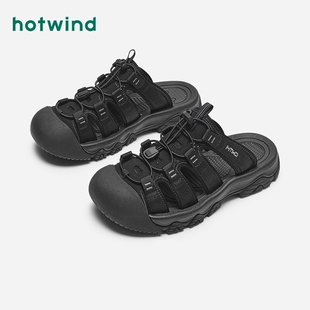 热风男鞋2024年夏季新款男士时尚套筒休闲凉鞋舒适简约厚底沙滩鞋