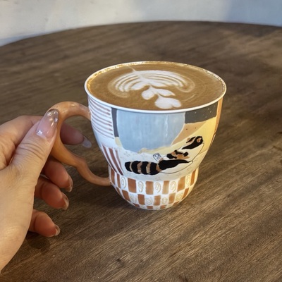 宛菱 复古高脚马克杯陶瓷喝水杯女送闺蜜大容量咖啡杯家用早餐杯