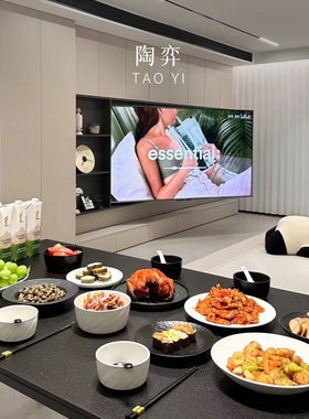 小红书碗碟套装家用黑白极简釉下彩高颜值餐具套装陶瓷乔迁送礼