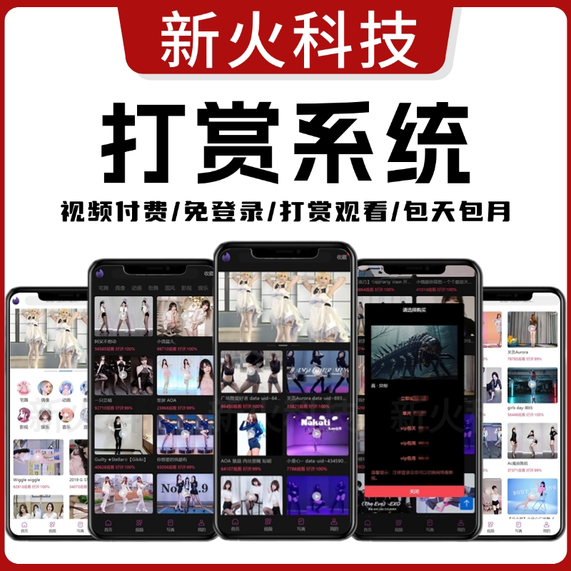 视频打赏系统搭建会员付费分销代理写真免登录试看打赏影视源码