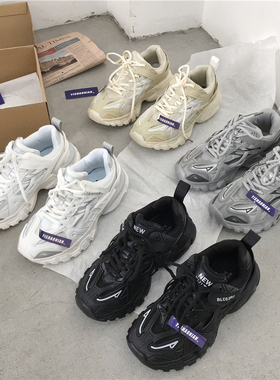 港风黑色老爹鞋女ins超火百搭韩版ulzzang运动鞋复古2025冬季潮男