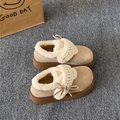 勃肯厚底增高加绒加厚雪地靴女2025冬季新款百搭棉鞋保暖防滑靴子