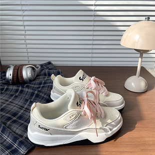 女ins学生百搭轻便运动休闲跑步鞋 2026春季 米粉色板鞋 小白鞋 新款