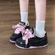 黑粉色原创小众厚底面包鞋 2025新款 女百搭运动休闲板鞋 学生小白鞋
