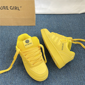 百搭休闲板鞋 港风原创男鞋 女 新款 小白鞋 黄色面包鞋 ins潮2025冬季