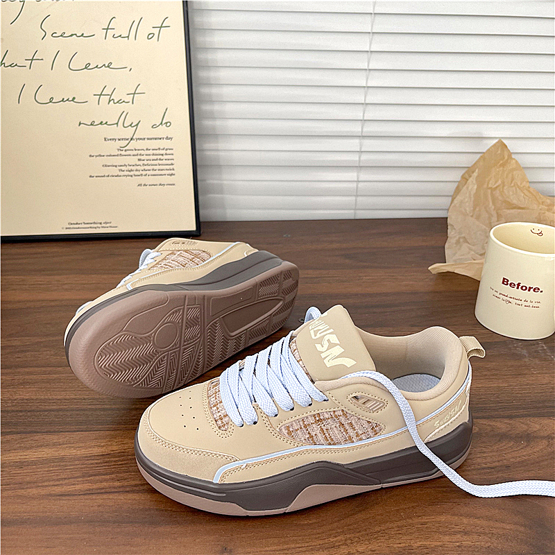 易少年 2025冬季新款板鞋女ins潮复古厚底学生百搭运动休闲跑步鞋