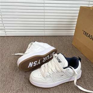 学生运动鞋 男厚底面包鞋 2025秋季 新款 女潮 情侣美式 小白鞋 复古板鞋