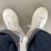 小白鞋 易少年 2025冬季 新款 日系厚底帆布鞋 女ins超火学生百搭板鞋