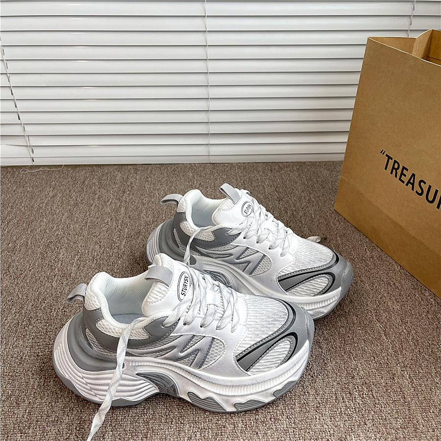 6CM港风厚底增高做旧老爹鞋女2025冬季新款网面透气运动休闲鞋男