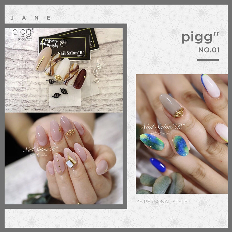 日系美甲饰品日本网红同款猪鼻环pigg金属贴钻合金饰品指甲装饰