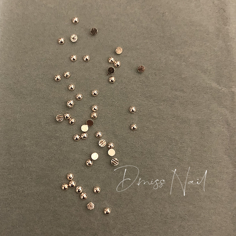 日式美甲饰品 实心半圆金属豆豆高亮度平底彩色铆钉指甲装饰品3色