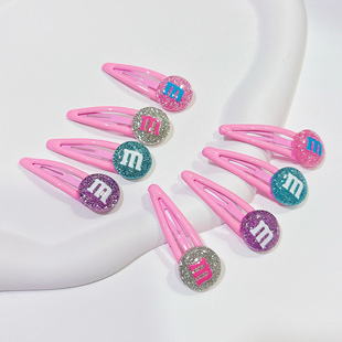 4cm可爱亮晶晶闪粉亮片圆珠发夹少女心侧边刘海夹子头饰儿童打卡