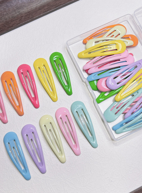 盒装彩色优质可爱水滴夹烤漆滴油边夹bb夹日韩儿童碎发夹刘海发卡