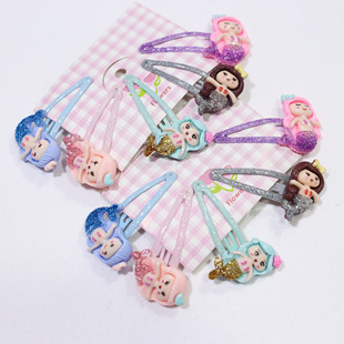 美人鱼发饰亮晶晶闪粉滴油水滴夹子儿童公主发卡可爱刘海碎发夹子