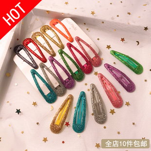 ins网红亮晶晶发夹加厚闪金粉撒粉水滴发卡bb软妹子少女心刘海夹
