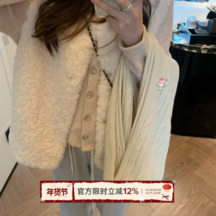 TheDouerr 奶油小熊软乎乎棉花糖羊羔毛马甲软糯保暖上衣