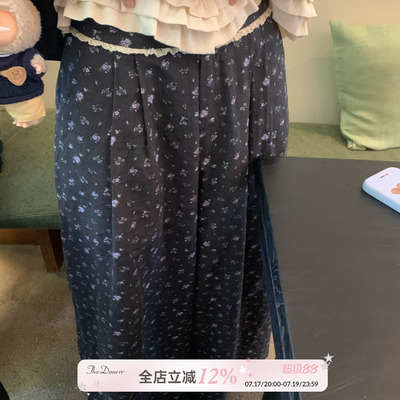 TheDouerr  秋意浓碎花条纹舒适阔腿裙裤两色入懒惰风宽松长裤