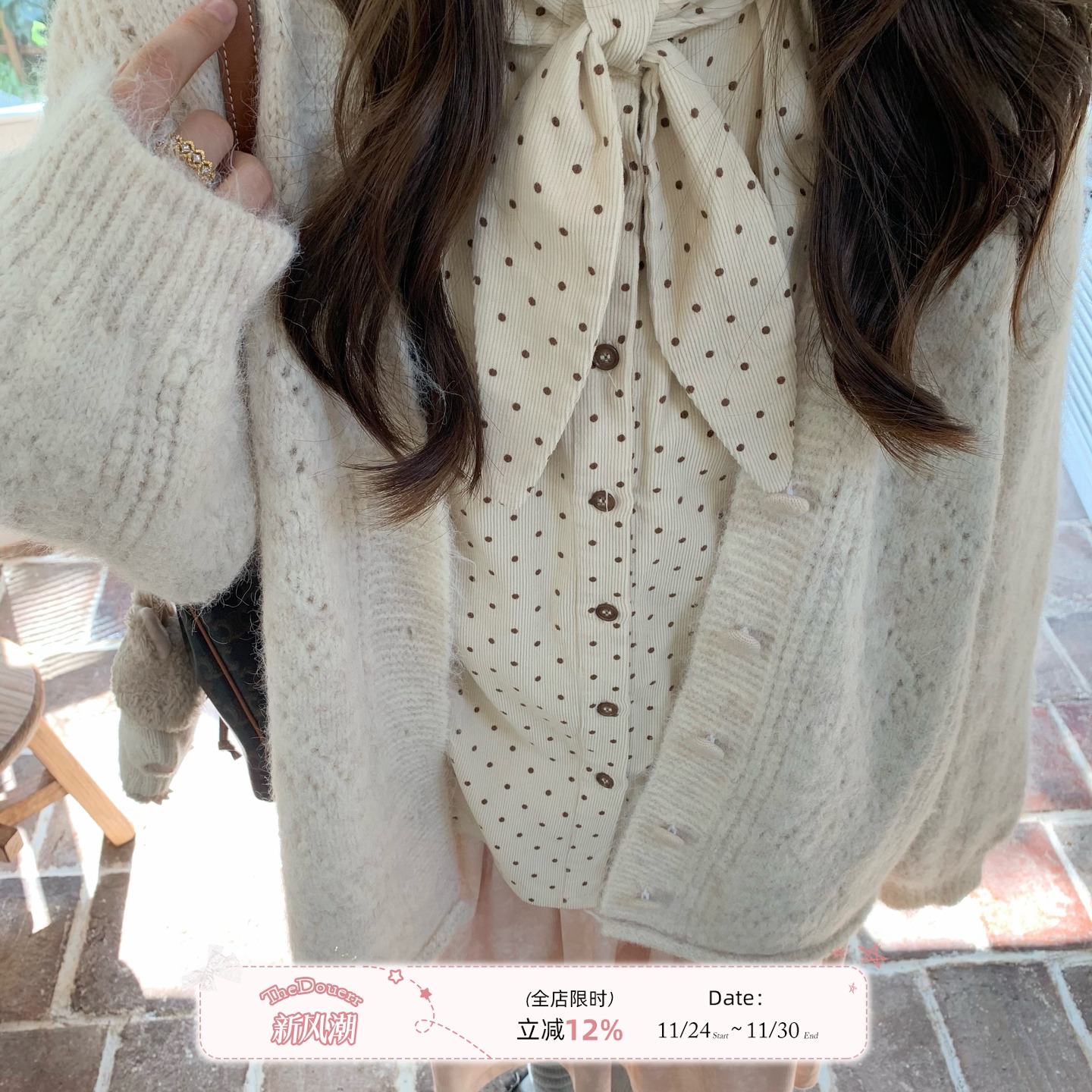 TheDouerr 洛可可舞曲兔耳朵温柔风蝴蝶结百搭长袖衬衫