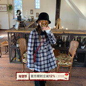 TheDouerr 曼乐之城紫灰格纹设计感娃娃外套中长款 加厚毛呢大衣