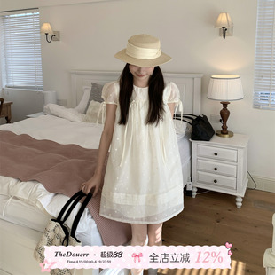 TheDouerr 奶霜波波茶米色蝴蝶结俏皮甜美连衣裙