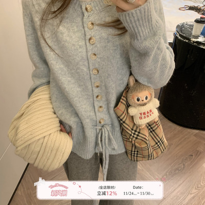 【TheDouerr11.11 20.00】暮光烤雪混色圆领抽绳系带针织开衫外套