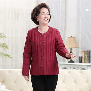 老年人羽绒服女内穿短款冬季妈妈婆婆奶奶保暖圆领打底轻薄羽绒衣