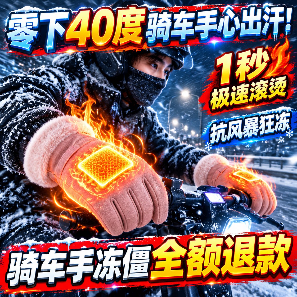 【骑车不怕冷】电加热手套USB插充电发热手套电动车摩托手套保暖