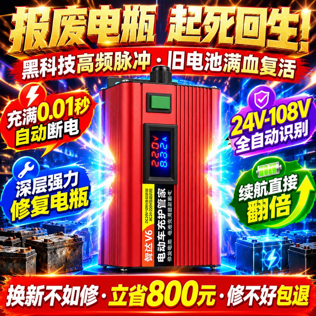 电动车电瓶修复器正品新款全自动电动车专用自动断电智能脉冲激活
