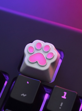 键石猫爪键帽粉色可爱软萌少女 机械键盘锌铝合金属个性珐琅透光