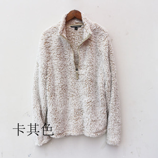 出口美国单外贸原单秋冬拉链套头卫衣男女加厚柔软羊羔绒外套潮